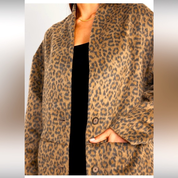 🐆Longline Leopard Print Cardigan Walking Coat - Picture 4 of 8